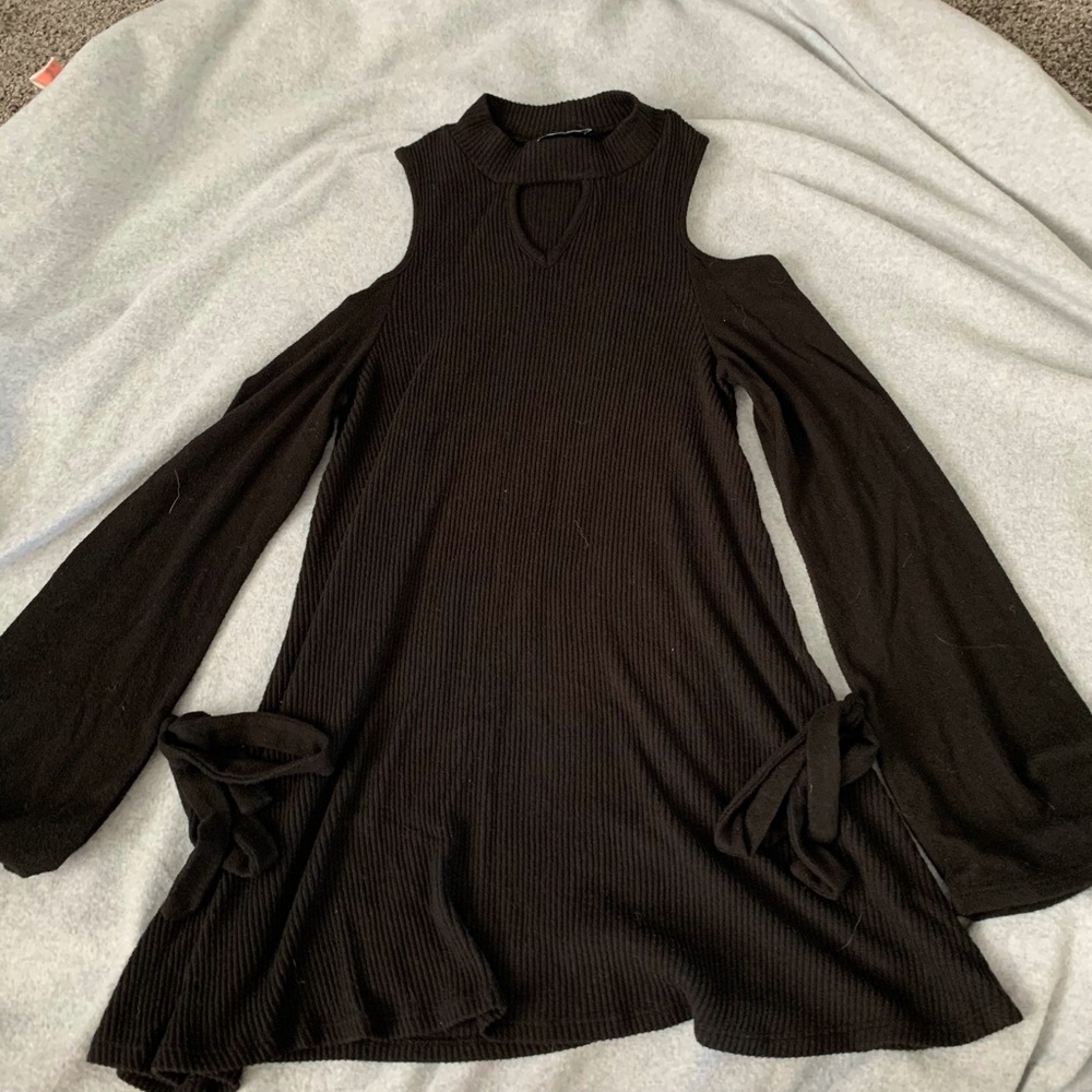 off-shoulder black dress